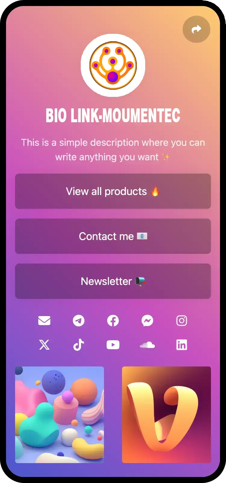 Screenshot of biolink page examples